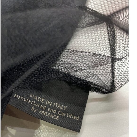 VERSACE Sz EU (IT) 36/US 0 Black Midi Skirt Front Slit Tulle Lining VERSACE LOGO - Picture 6 of 10